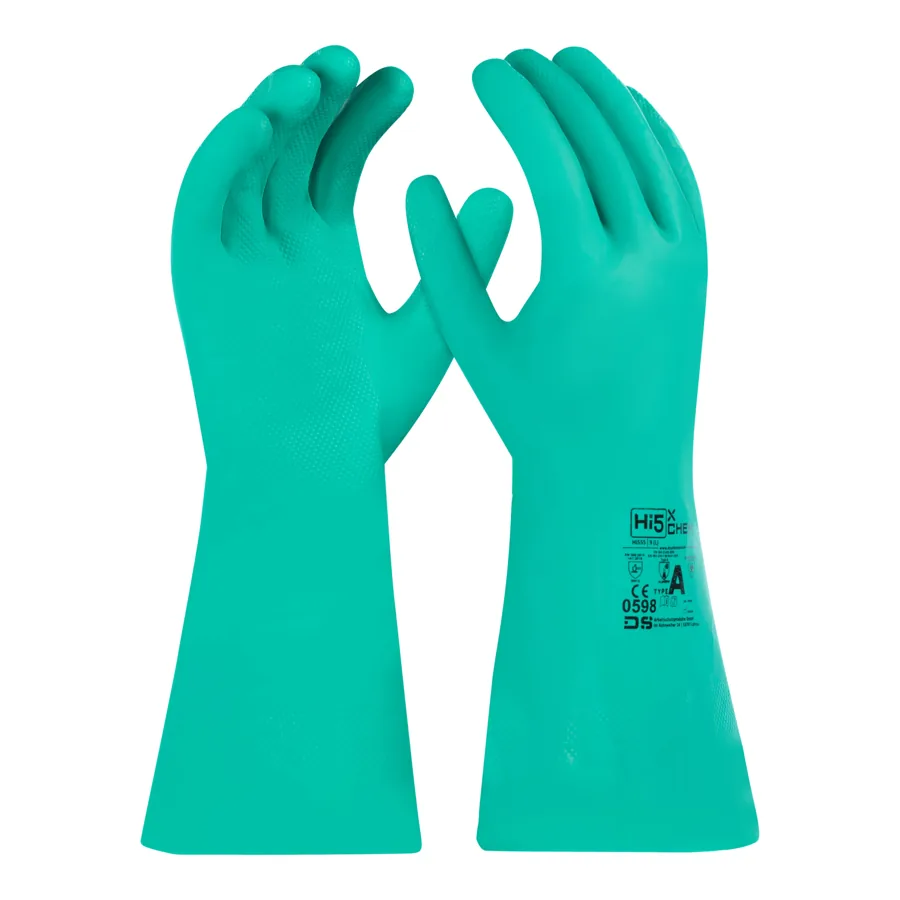 Hi5 HI555, Guante químico de nitrilo, sin forro, foto 2