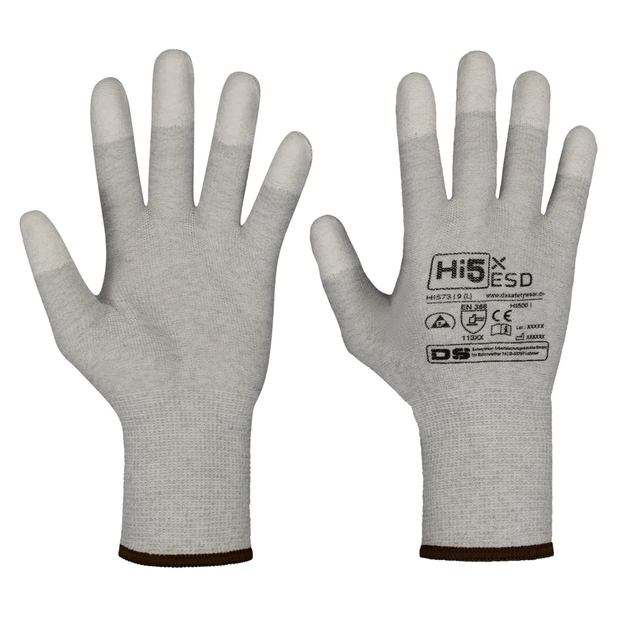Hi5 HI573, ESD-Handschuh mit PU-beschichteten Fingerspitzen, Foto 2
